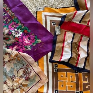 Lot 4 Silk Scarves Echo Bill Blass XIIX Karat Mode Makers Ben Goodman Multicolor